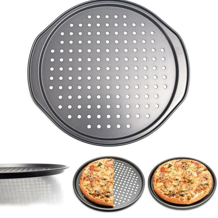 Tava pentru pizza, Zola®, rotunda cu gaurele, anti-aderenta, diametru interior 37 cm