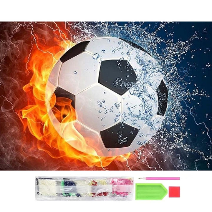 Goblen mozaic cu diamante, Zola, model minge de fotbal, 30x40 cm