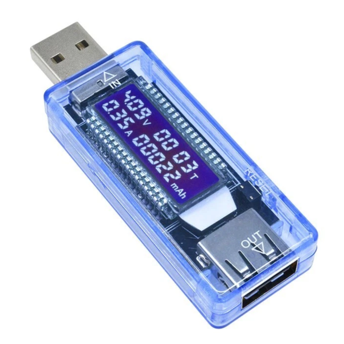 Tester voltmetru si ampermetru USB 2.0, Zola, 2 masuratori / s, capacitate 99999 mAh, 99 h, afisaj LCD, buton reset, 72 x 13.5 x 23 mm, albastru
