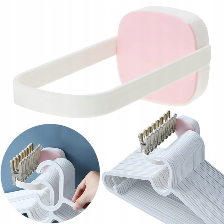 Suport autoadeziv pentru umerase si clesti de rufe, Zola, plastic, 7x15.5 cm, alb