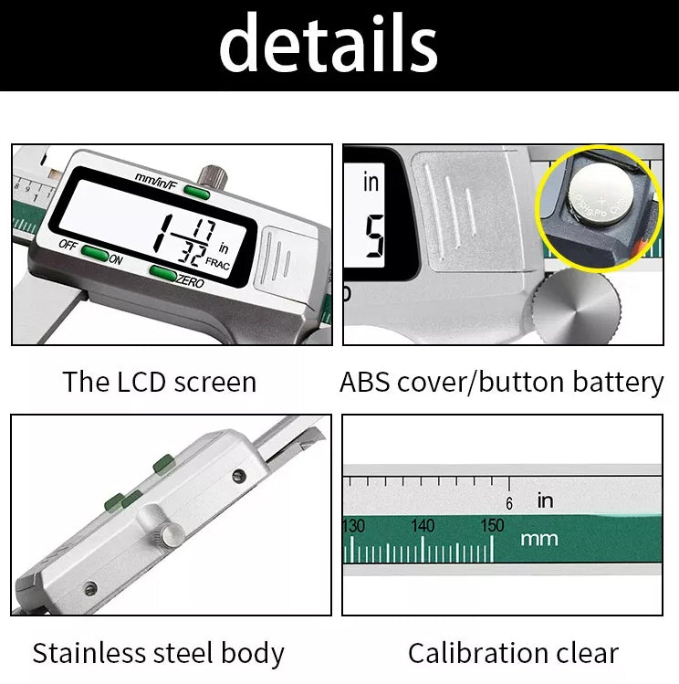 Subler electronic de precizie, Zola, precizie maxima 0.01 mm / 1/128 inchi, 0-150 mm, viteza de masurare 1.5 m/s, otel galvanizat, 23.6 cm