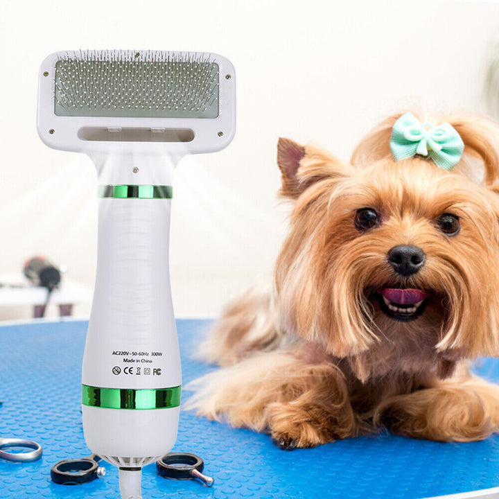 Perie 2 in 1 pentru animale de companie, UBX, cu uscator, 3 moduri de uscare, 300 W, alba, din plastic, 25x12x6 cm