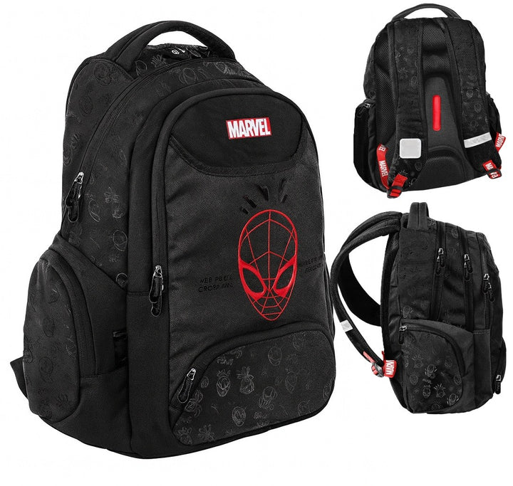 Ghiozdan scolar, Zola, Marvel Spider-man, Zola, 3 compartimente, impermeabil, 41 x 31 x 16 cm, negru/rosu