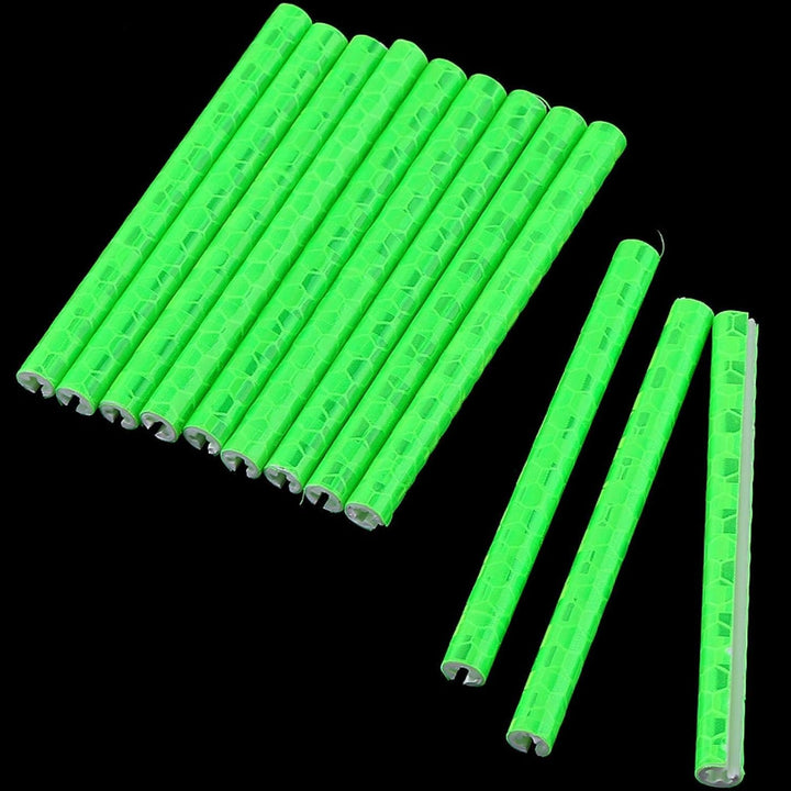 Set 12 tuburi reflectorizante pentru spitele bicicletei, Zola®, rezistente la conditii meteorologice, 7.5 cm, verde