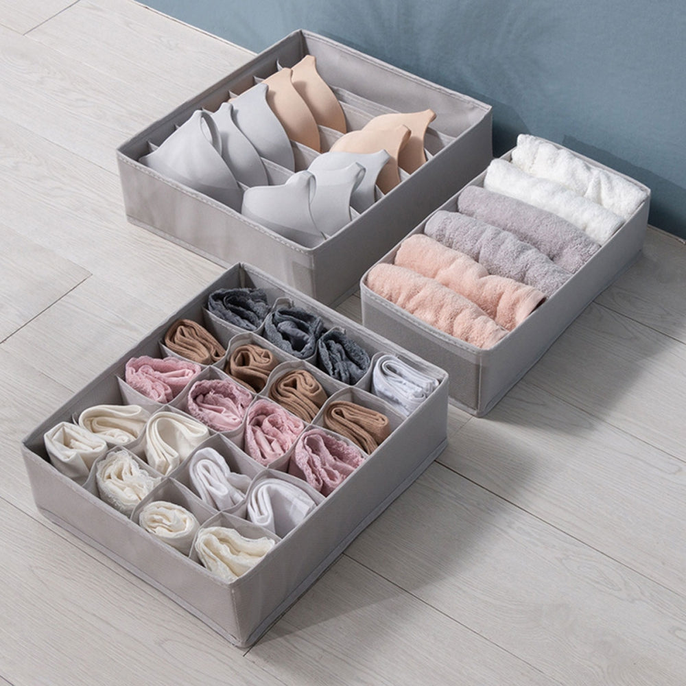 Set 3 organizatoare pentru sertar, Zola®, din plastic, intaltime 10 cm, gri