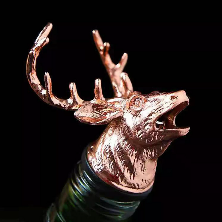 Aerator sticle de vin, Zola, in forma de cerb, inaltime 10 cm, din otel inoxidabil, maro