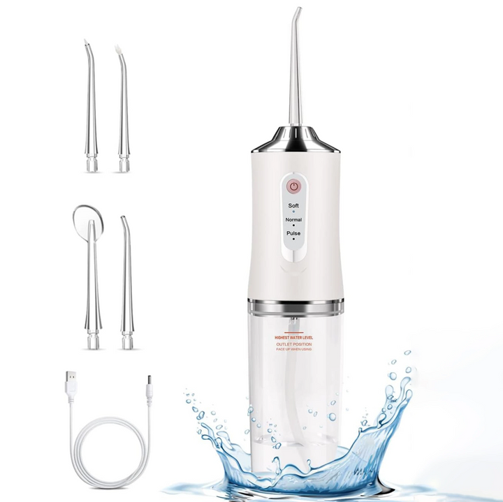 Irigator bucal si oral, Zola, 4 duze, 3 moduri, rotire 360 grade, incarcare USB, 220 ml, alb