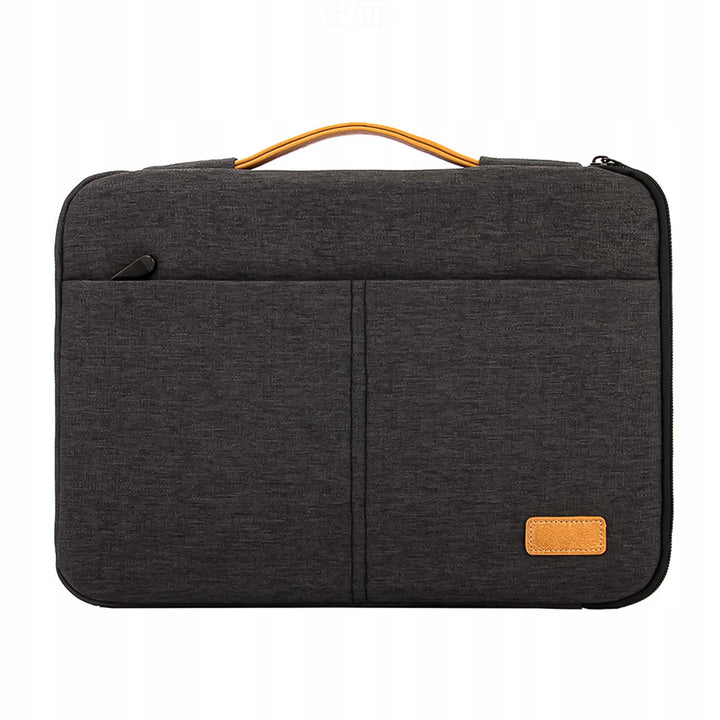 Geanta pentru laptop, Zola, interior de plus, maner din piele ecologica, diagonala maxima 15.6”,  inchidere fermoar, 39x28x3.5 cm, gri inchis