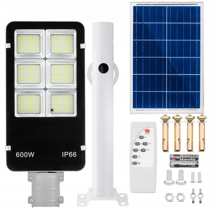Lampa stradala cu LED solar, Zola®, telecomanda, 600W, ip66, rezistenta la conditii meteorologice, culoare lumina alb-rece 6500k