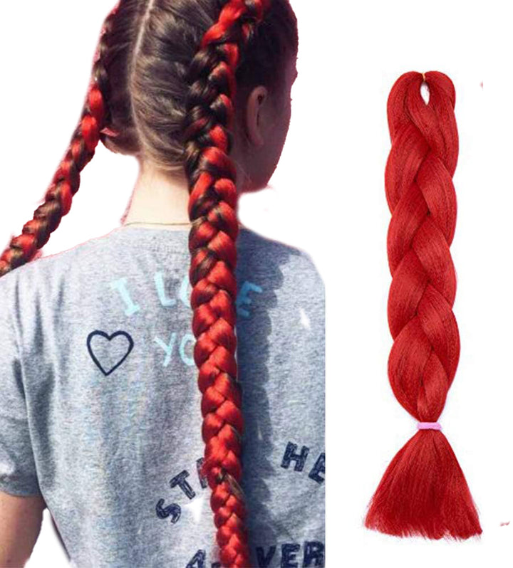 Extensie de par sintetic pentru impletituri, Zola®, rosii, 60 cm