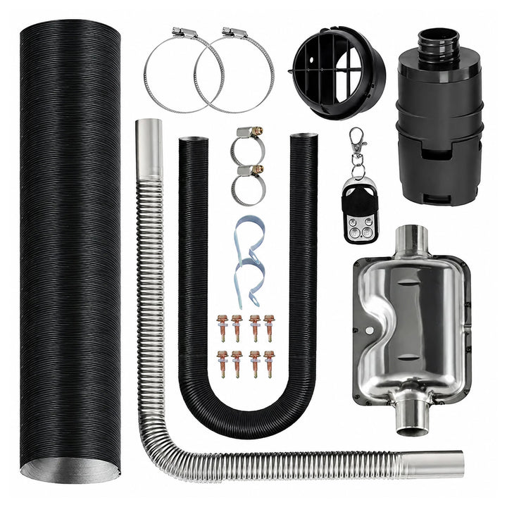 Kit complet accesorii Webasto, Zola, sistem admisie / evacuare aer, filtru, amortizor, duza directionala, compatibilitate universala, telecomada inclusa