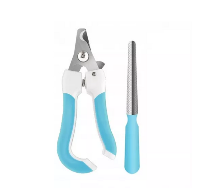 Cleste de unghii pentru pisici, Zola®, cu pila inclusa, maner antiderapant si ergonomic, 14x1.5, albastra