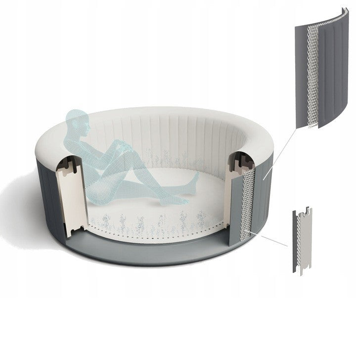 Jacuzzi gonflabil Spa, cu hidromasaj, Bestway 6001C Lay-Z-Spa Miami, sistem de comanda cu display digital, exterior / interior, 4 persoane, albastru inchis, 180 x 66 cm