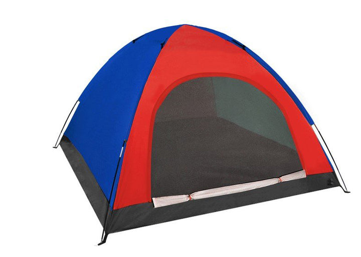 Cort camping 4 persoane, Zola®,  plasa pentru insecte rosu/albastru, 190x190x23 cm