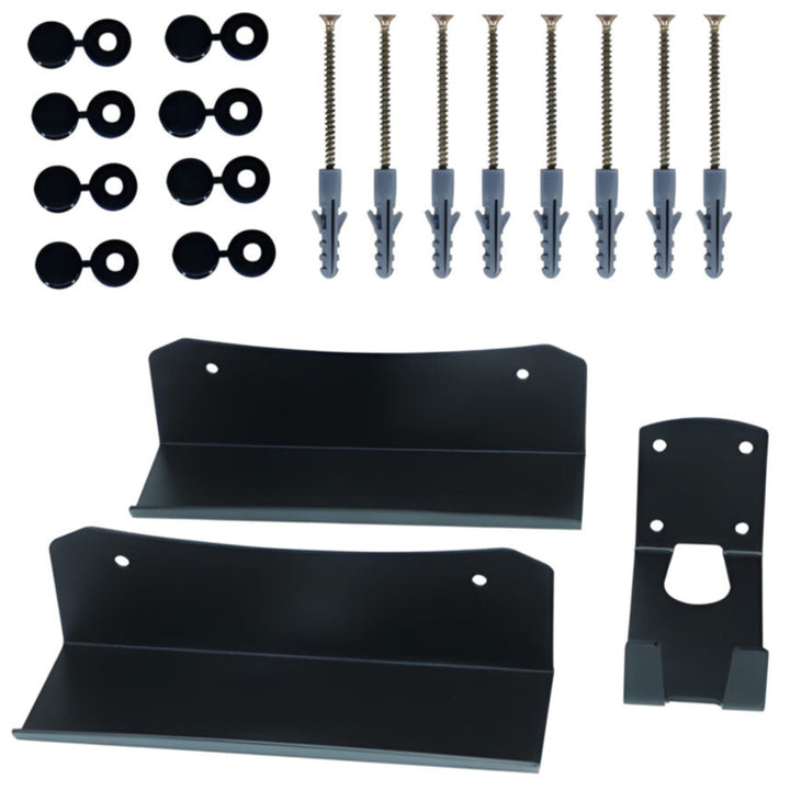 Kit suport pentru sustinere bicicleta pe perete, Zola, din metal, potrivit pentru toate tipurile de bicicleta, negru
