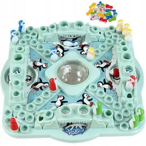 Joc interactiv pentru copii, Zola®, pinguini veseli, apasa zarul si muta pinguinul , 26x26x4 cm