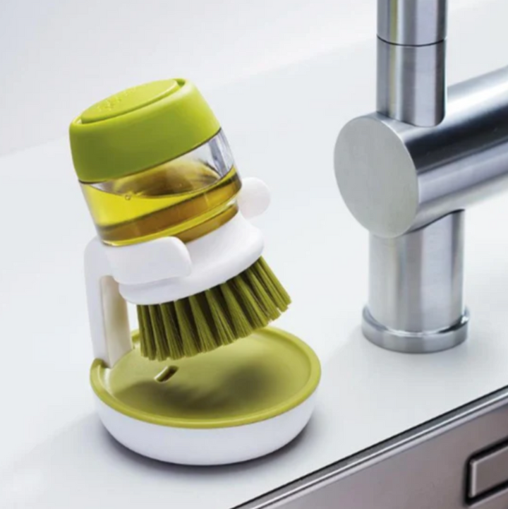 Perie de vase, Zola®, cu dozator pentru detergent, cu suport inclus, verde