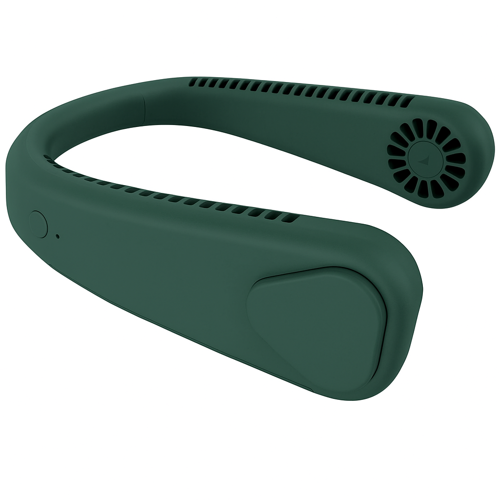 Ventilator portabil pentru gat, Zola, fara fir,  flexibil, 3 viteze, reincarcabil,  20.35 X 18.45 x 5.73 cm, verde