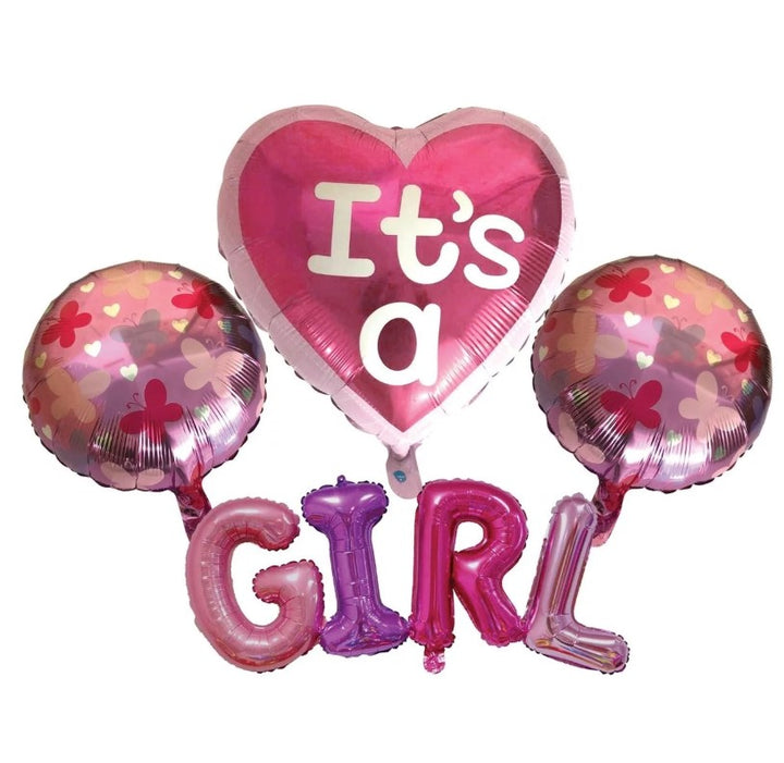 Set 4 baloane, Zola®, It s a girl, nuante de roz, modele diferite
