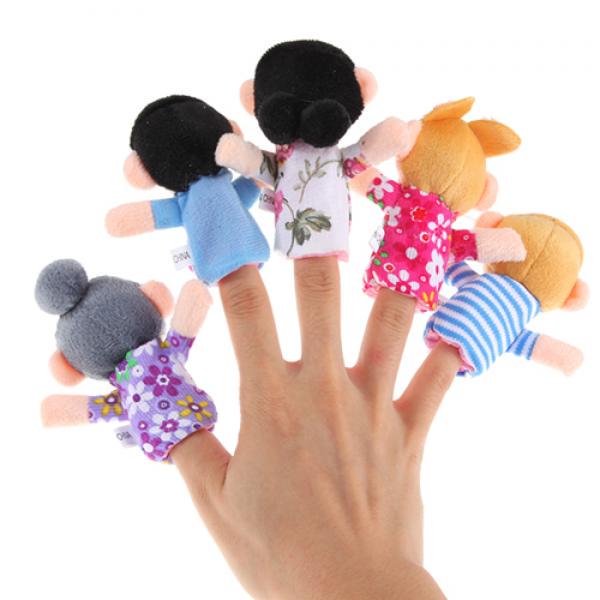 Set marionete pentru degete, Zola®,6 bucati, textile, familie draguta, diametru 3 cm
