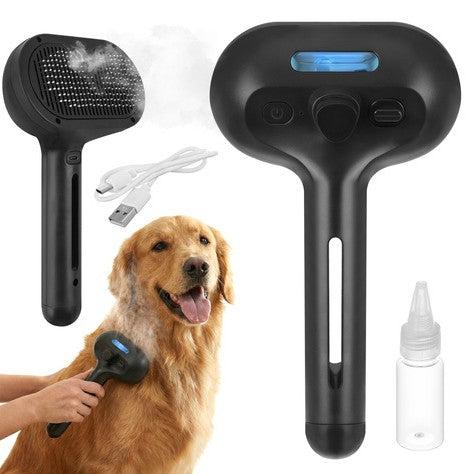 Perie electrica cu abur pentru caini si pisici, Zola, rezervor apa 35 ml, sticluta, functie autocuratare, indicator LED, negru