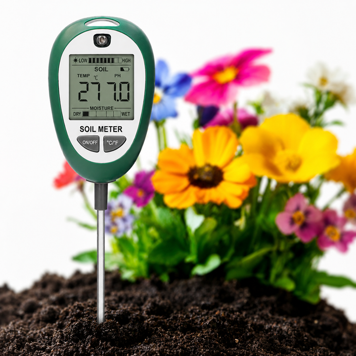 Tester sol 4 in 1, Zola, masurare pH, umiditate, lumina si temperatura, ecran LCD, alimentare baterii