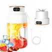 Blender 2 in 1 portabil, Zola, pentru smoothie-uri si sucuri, 150W, capcitate 1L, 10 lame, afisaj digital, incarcare USB, 25 x 10 cm, alb