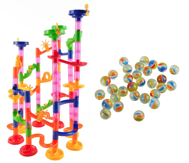 Jucarie de copii marble run, Zola®, super curse cu bilute, 105 elemente, 35x40 cm