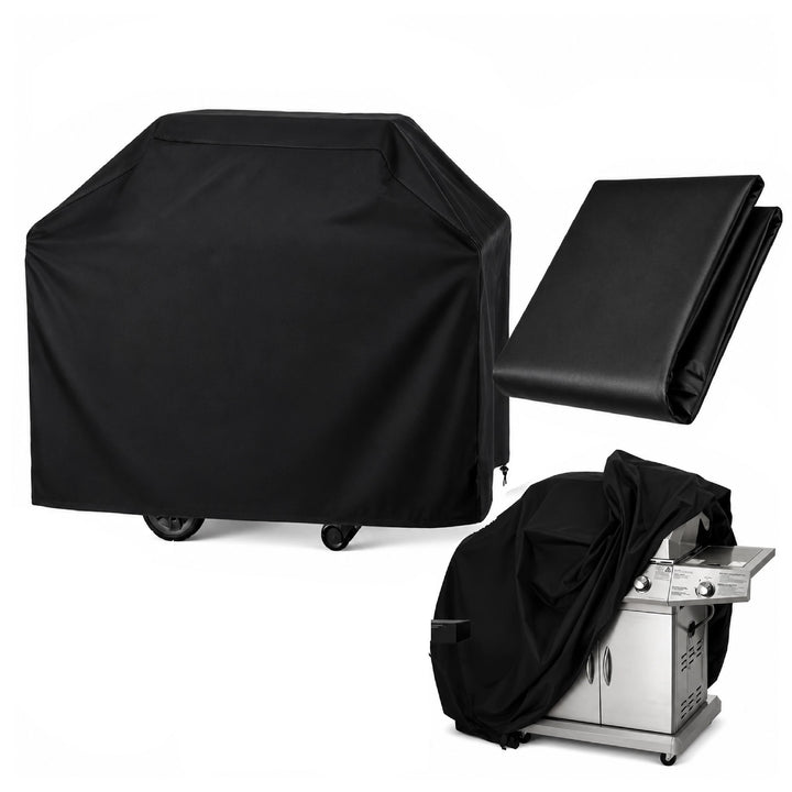 Husa pentru gratar, Zola, impermeabila, rezistenta UV, fixare cu snur ajustabil, 145 x 61 x 117 cm, neagra