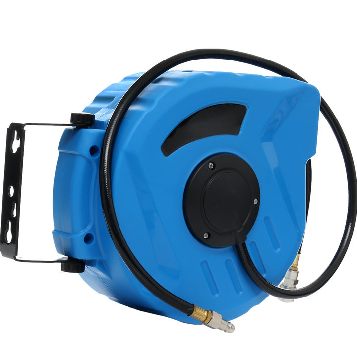Furtun pneumatic retractabil cu tambur, Zola, montare perete, 10 m, racord 1/4", presiune 8/24 bar, rebobinare automata