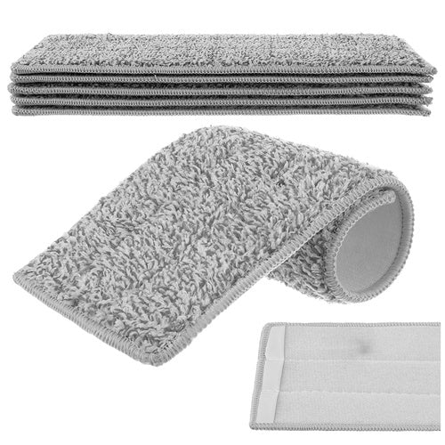 Set 5 rezerve mop plat, Zola, absorbante, fibre microactive, fixare velcro, poliester / bumbac, 33 x 12 cm, gri