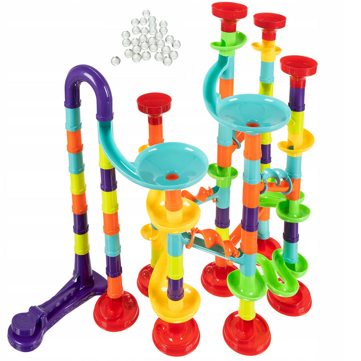Jucarie de copii marble run, Zola®, super curse cu bilute, 110 elemente, 36 x 20 x 35 cm, multicolor