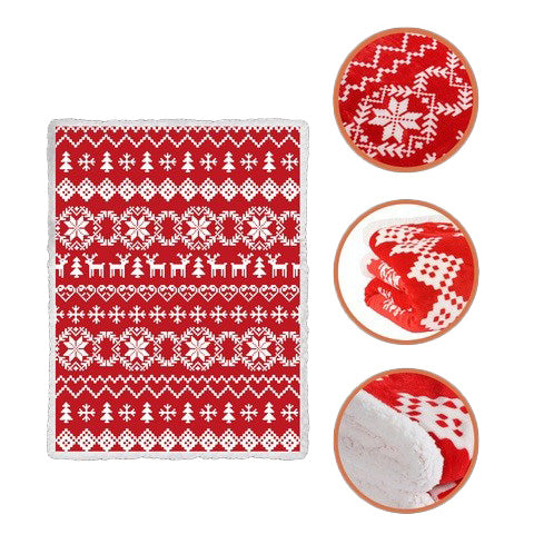 Patura pufoasa festiva, Zola, 130 x 170 cm, model fulgi de zapada si reni, poliester