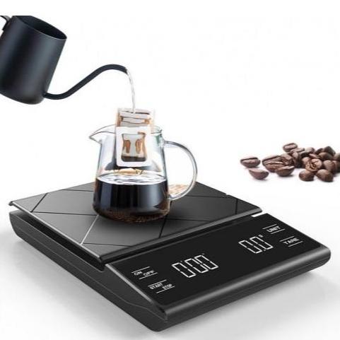 Cantar de bucatarie pentru cafea cu timer, Zola, covoras anti-alunecare, capacitate de masurare pana la 3000g, precizie de masurare 0.1 g, afisaj digital, 18.3x13x2.6 cm, negru