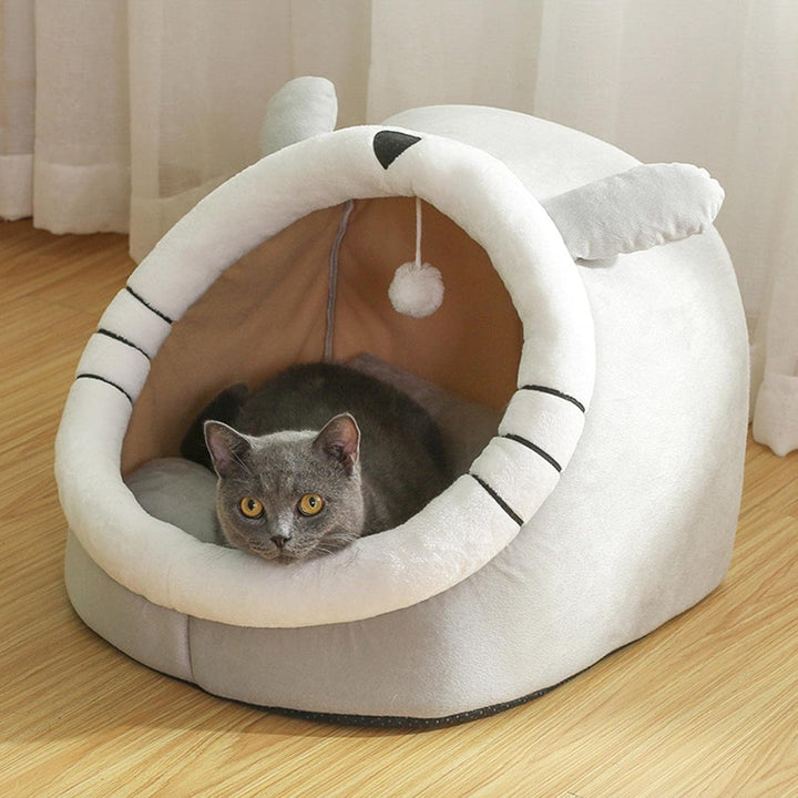 Patut / culcus pentru caini si pisici de talie mica, Zola, marimea L, din poliester, 42x42x35 cm, gri