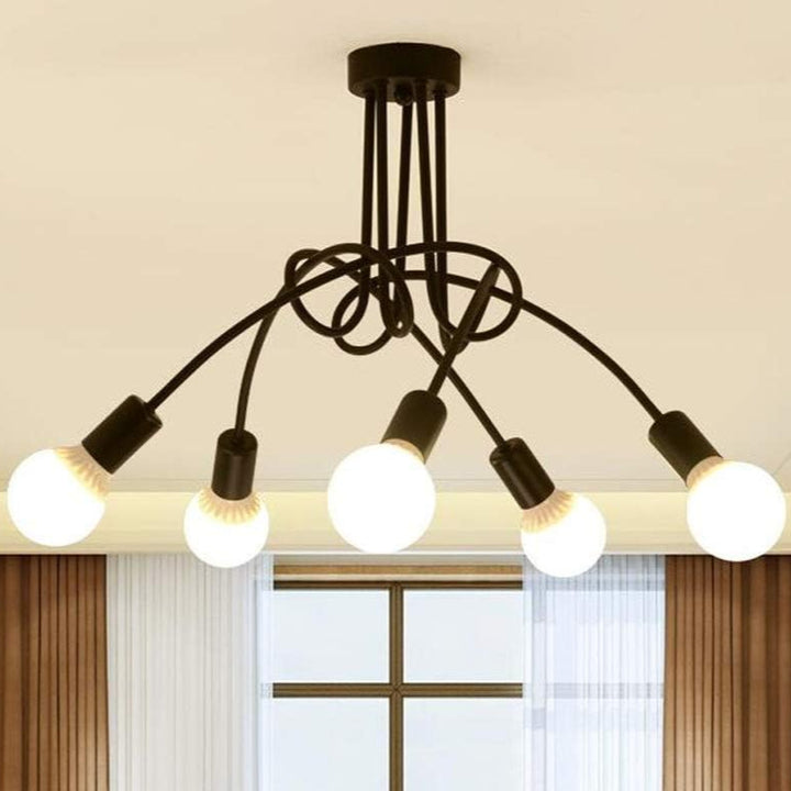 Lustra suspendata cu 5 brate, Zola,  multiple ramificatii, soclu bec E27, 60W, 230V, montare pe tavan, aluminiu, 65 x 34 cm