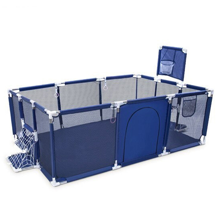 Tarc/loc de joaca pentru copii, Zola®, material textil, include cos de baschet si poarta de fotbal, 235x129x66 cm, albastru inchis