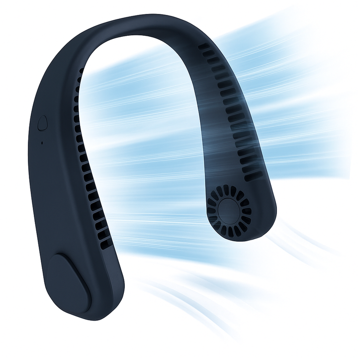 Ventilator portabil pentru gat, Zola, fara fir,  flexibil, 3 viteze, reincarcabil,  20.35 X 18.45 x 5.73 cm, albastru