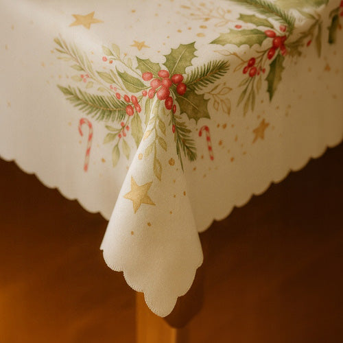 Fata de masa model festiv, Zola, 220 x 140 cm, poliester, alba