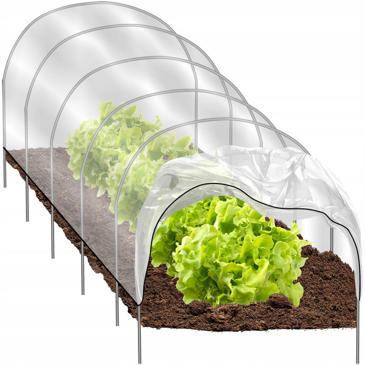 Mini sera de gradina semicirculara, Zola, tip tunel, cadu metlic, folie 140g/m2, 300 x 40 x 45 cm