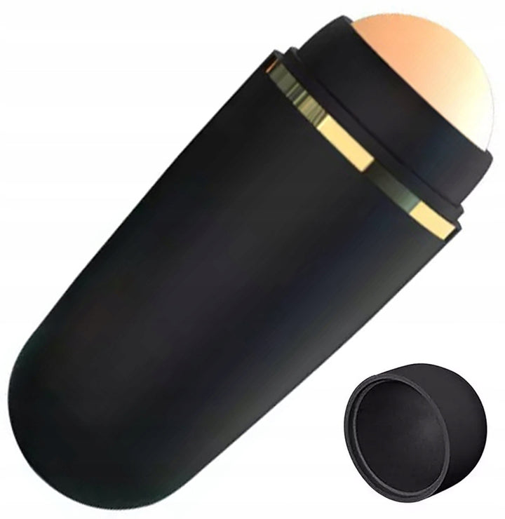 Dispozitiv cu piatra vulcanica matifianta, Zola®, pentru controlul uleiului facial, rotunda, negru