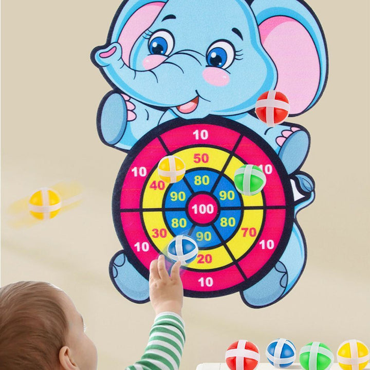 Joc darts pentru copii, Zola®, 3 sageti cu velcro, model elefant, 43x30 cm