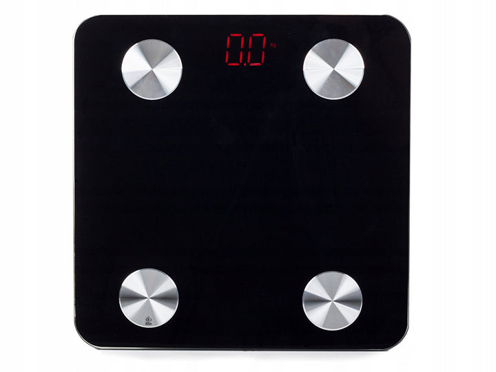 Cantar inteligent cu bluetooth, Zola®, aplicatie telefon Leone, greutate maxima 180 kg, masa musculara, de tesut osos, IMC, BMR, apa, negru, afisaj LCD, 28x28x2 cm