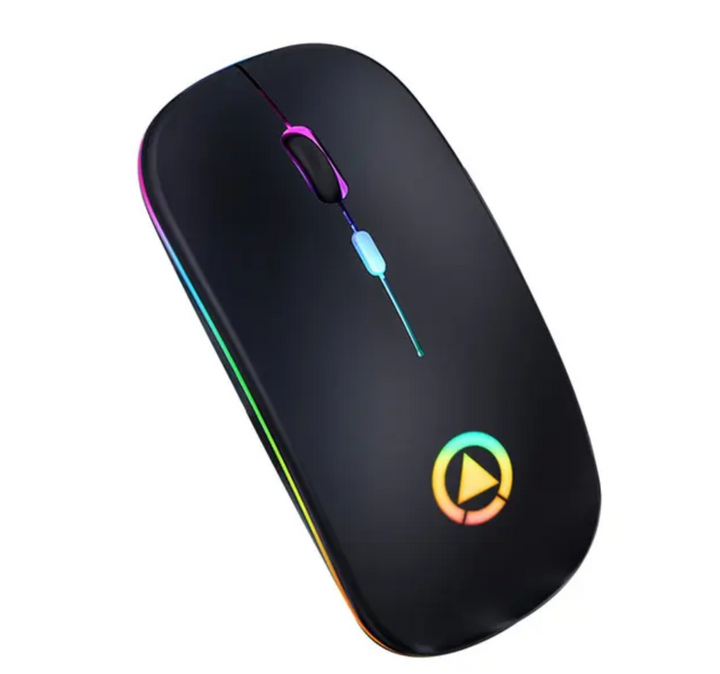 Mouse optic cu WI-FI, Zola®, leduri multicolore, fara fir, 11x6x2.5 cm, negru mat