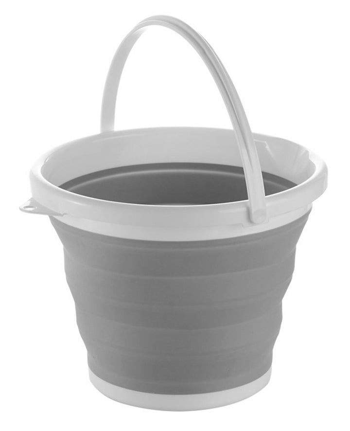 Galeata pliabila, UBX, plastic si silicon, 5 l, alb/gri