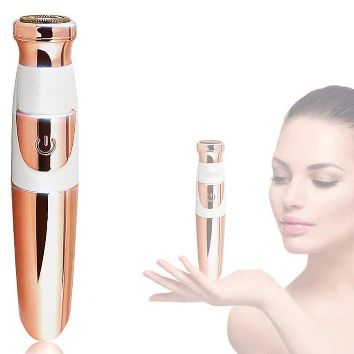 Epilator facial, Zola®, fara durere, cu LED, perie de curatare inclusa, auriu, 14x3 cm
