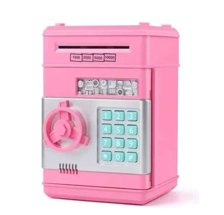 Pusculita tip seif, Zola®, deschidere cu pin, sunete si lumina, 19.5x13x12 cm, roz