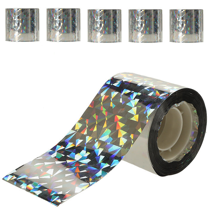 Set 5 role benzi reflectorizante pentru alungarea pasarilor, Zola, holografica, 4.8 x 500 cm, argintie