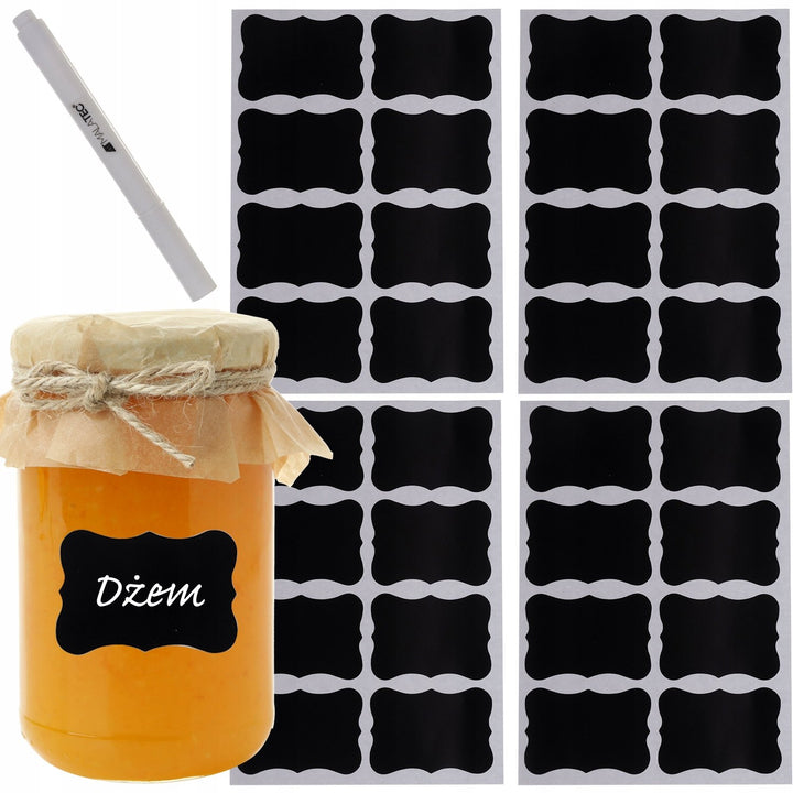 Set 24 etichete autoadezive si pix alb, Zola®, 5 x 3.5 cm, negre