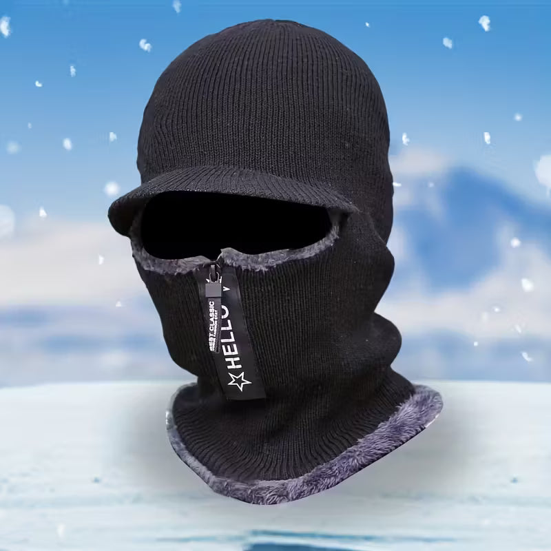 Cagula cu fermoar si cozoroc, Zola, marime universala, captuseala pufoasa, poliester, neagra